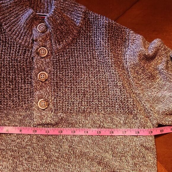 Flag & Anthem 100% Cotton Mock Neck Waffle Knit Sweater, Small, Brown White - Picture 3 of 9